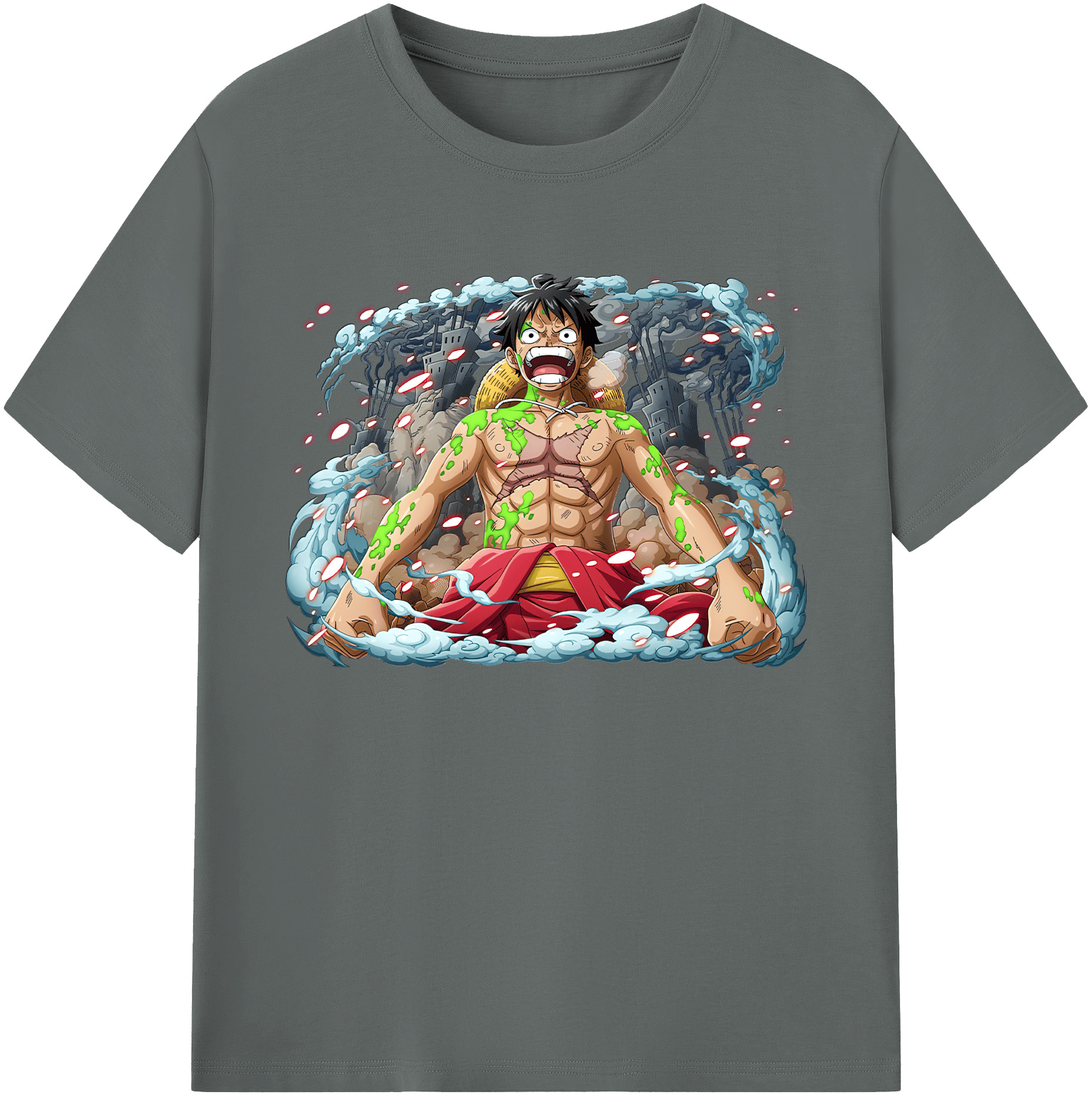 ワンピース モンキー・D・ルフィ ONE PIECE Monkey D. Luffy 綿100％ メンズ半袖Tシャツ｜肌触りやわらか＆通気性